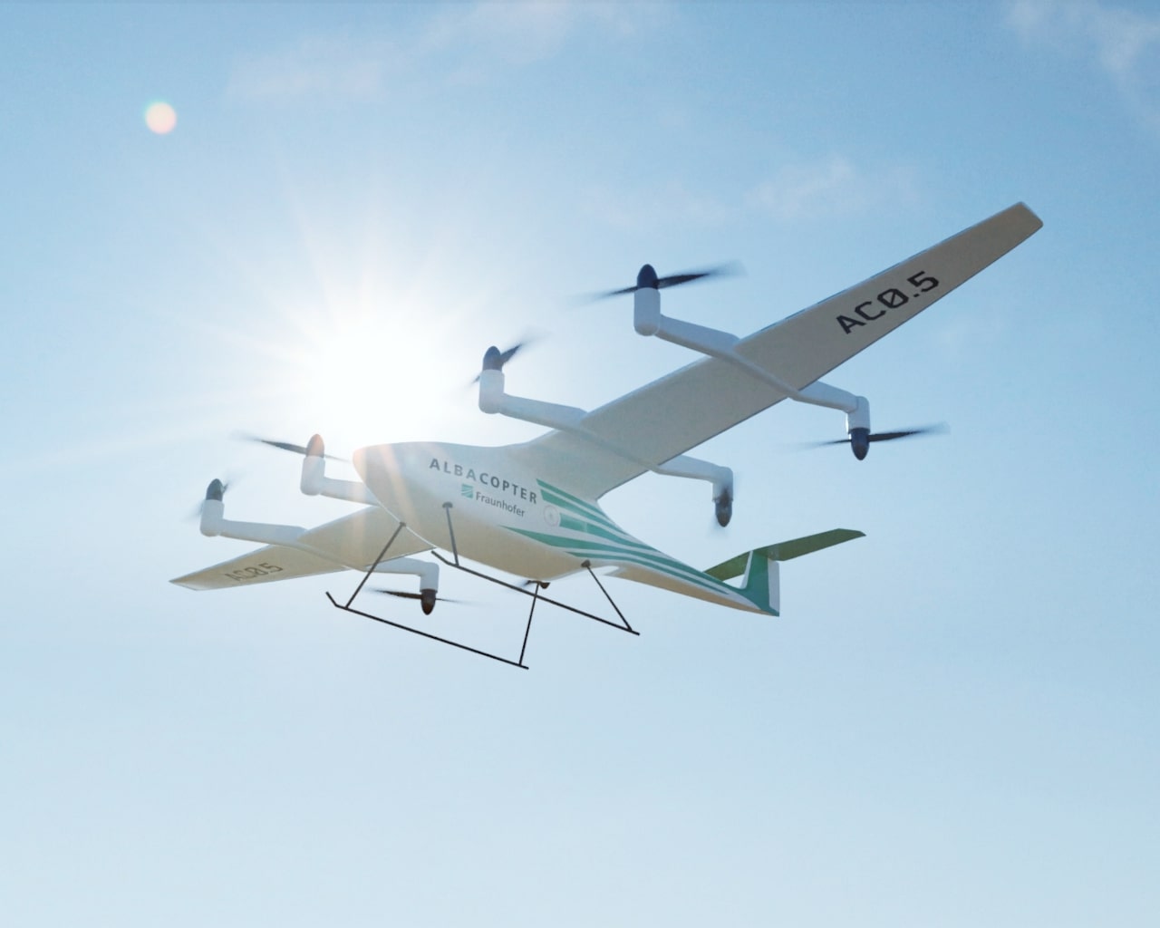 Within the "ALBACOPTER®" Lighthouse Project led by Fraunhofer IVI, an airborne experimental platform will be developed and approved for testing and demonstration flights that combines the VTOL capabilities of multicopters with the aerodynamic advantages of gliders.